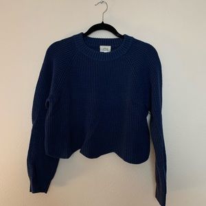 WILFRED szL scalloped crop navy sweater